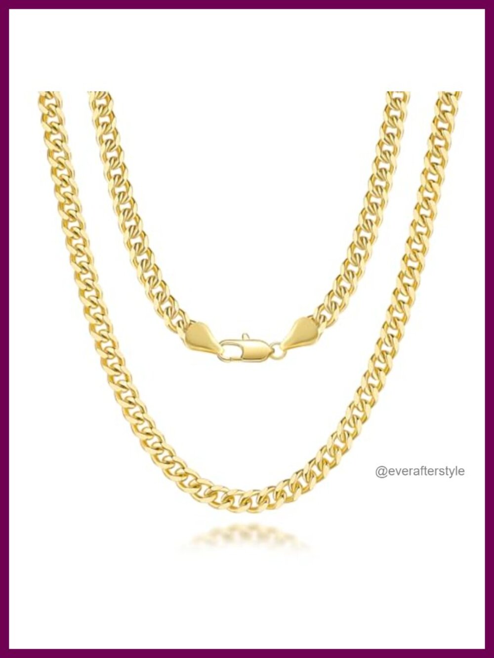 14K Gold Plated Cuban Link Chain Necklace 5mm Lobster Clasp 22 Inch